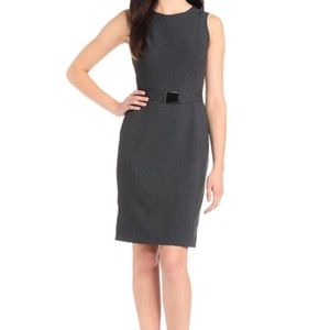 Calvin Klein Black Sleeveless Sheath Dress w/ Belt